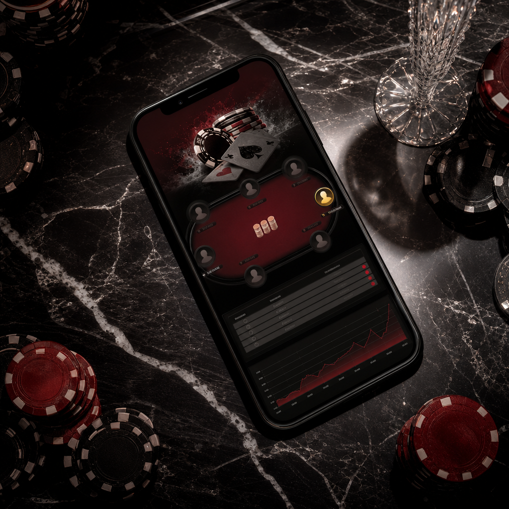 Player holding phone with casino slot reels glowing